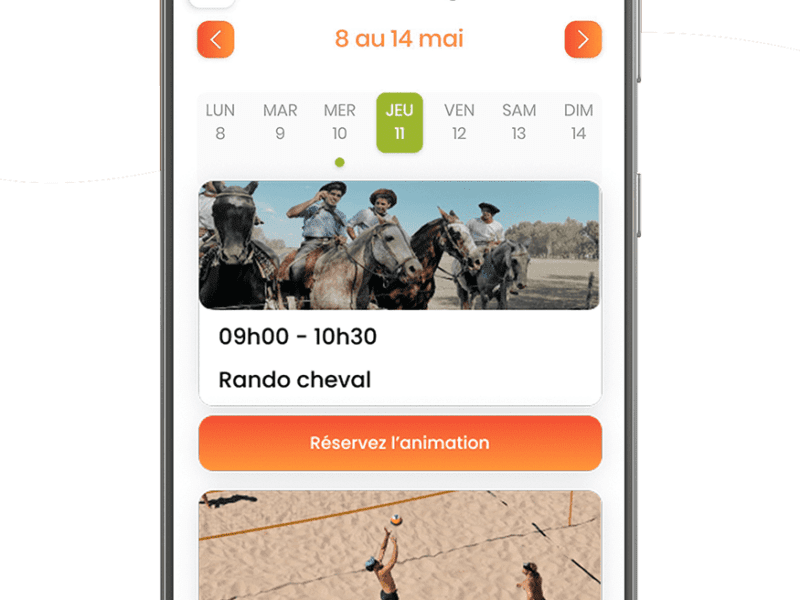 camp'in application de e-conciergerie connecte à eSeason pms - planning des activités au camping