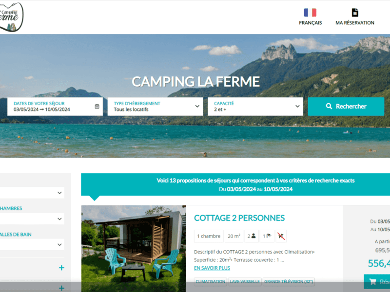 Camping La Ferme utilise logiciel eSeason et assurance annulation Meetch